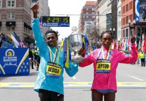 Boston Marathon winners April 15, 2013.